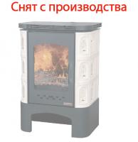 печь-камин бавария изразец с металлической крышкой арка береза экокамин