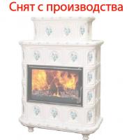 печь-камин эльзас изразец бежевый арка незабудка экокамин